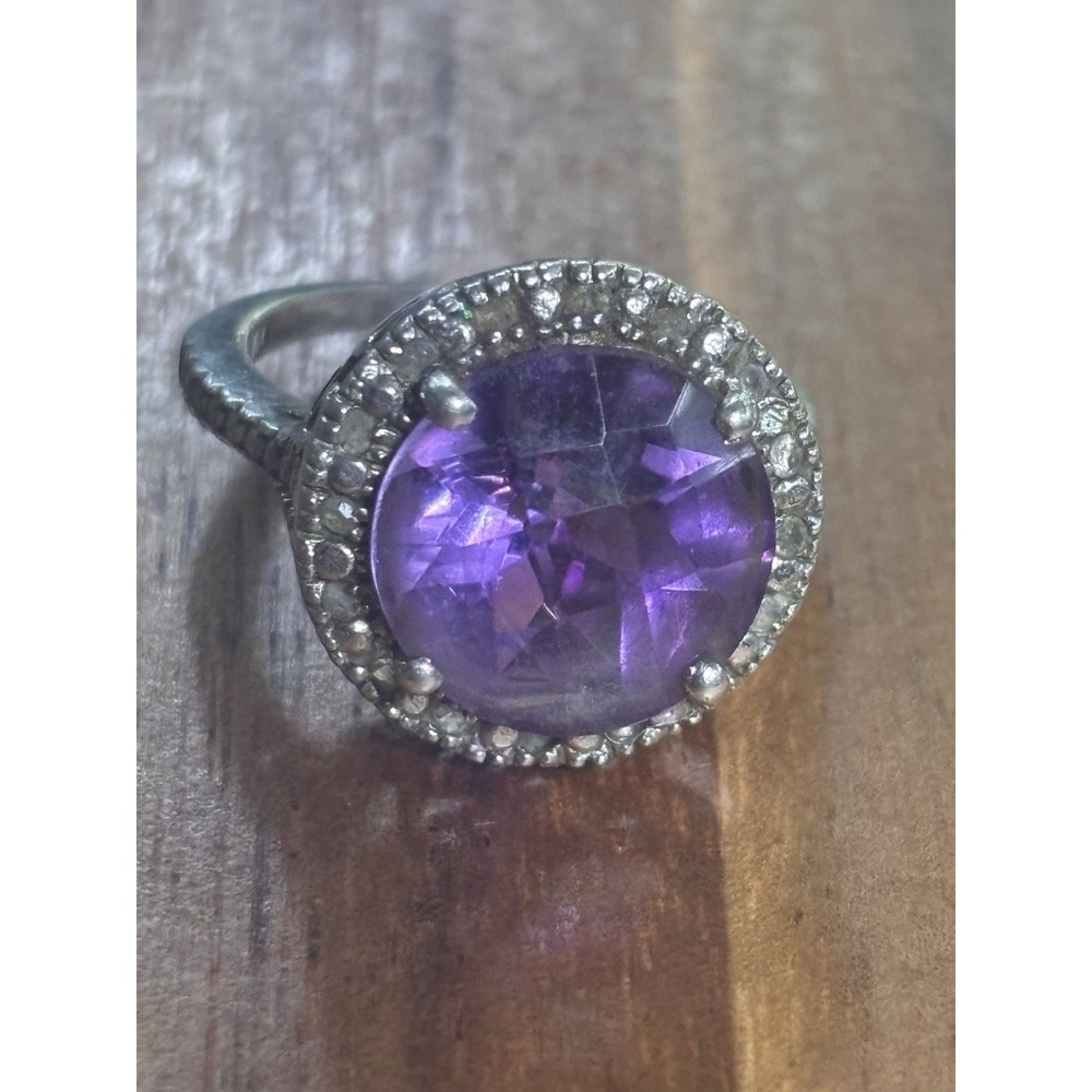 . 925 Sterling Silver 5+ ct Natural Amethyst  Size 5.75